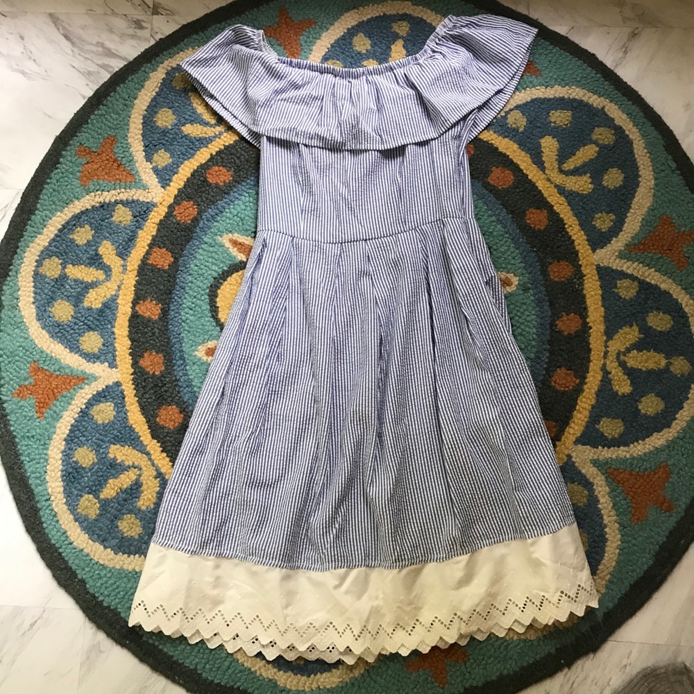 Blue off the shoulder dress